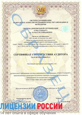 Образец сертификата соответствия аудитора №ST.RU.EXP.00006191-3 Зерноград Сертификат ISO 50001